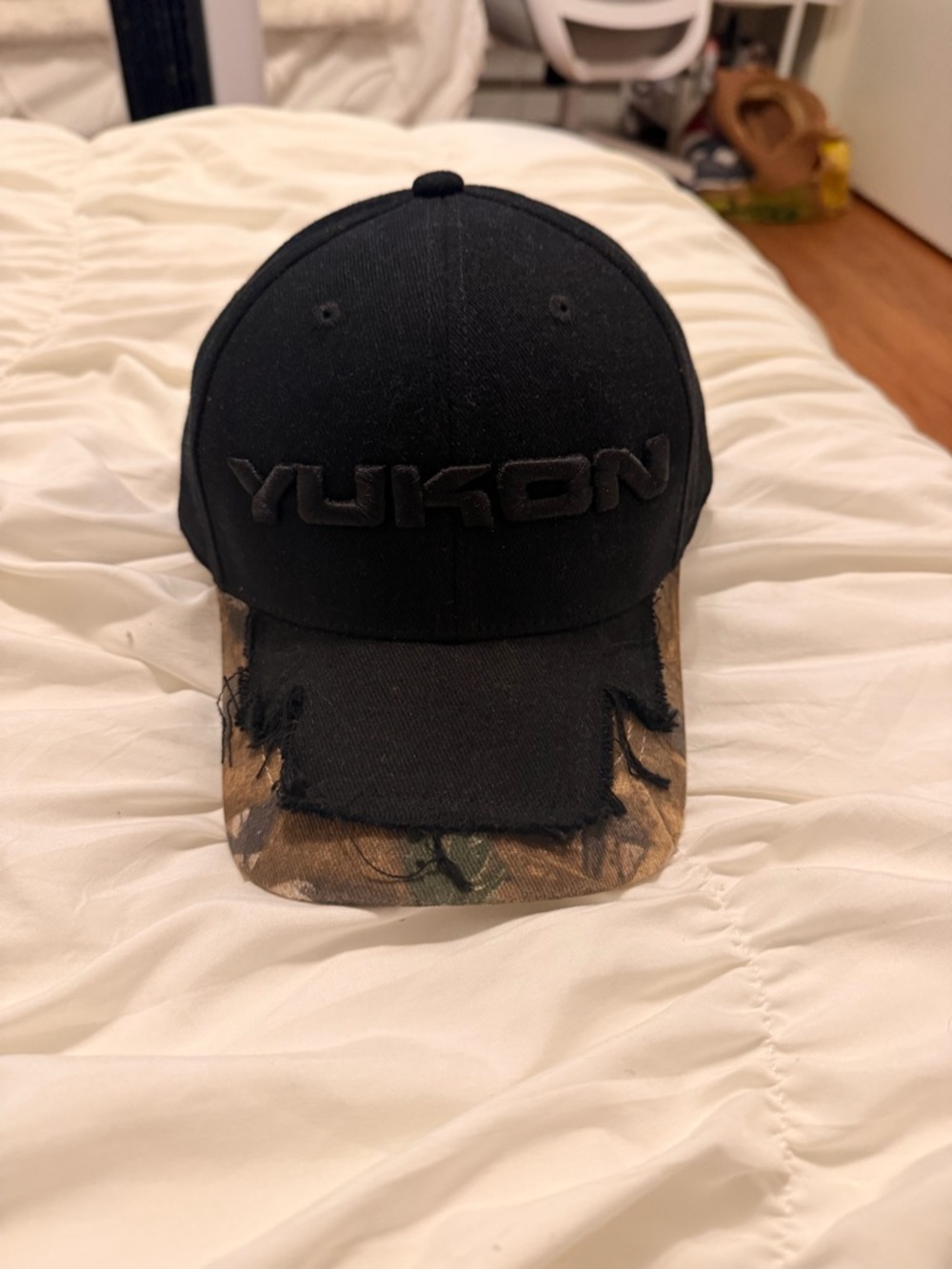 YUKON Black & Camo Distressed Baseball Cap